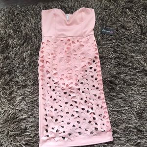 Pink strapless bodysuit dress